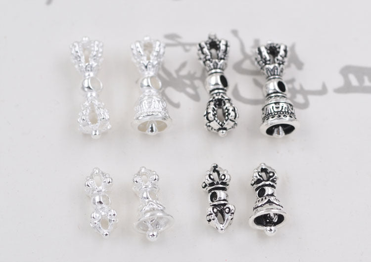 Sterling Silver Vajra Bell Pestle Bead Spacer S925 Finding