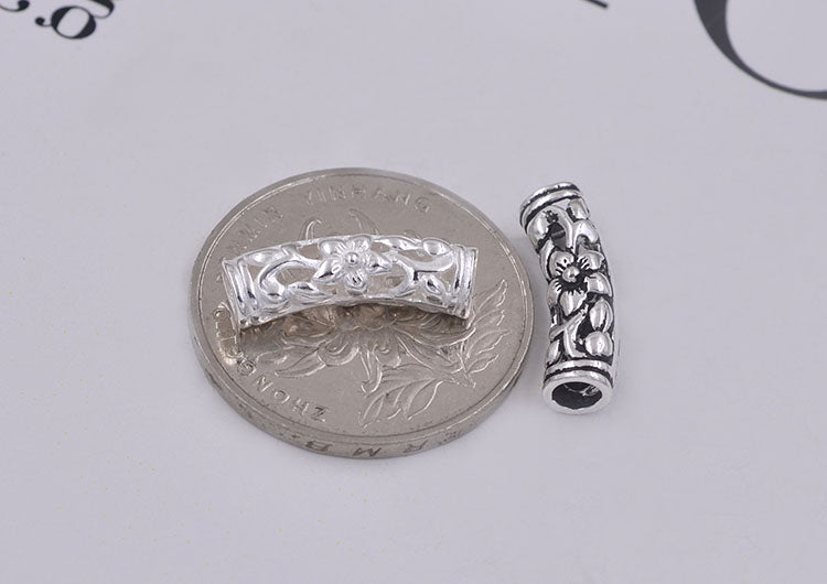 Sterling Silver Bent Floral Pipe Bead Spacer S925 Finding