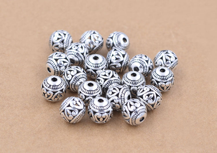 Sterling Silver Heart Round Bead Spacer S925 Finding