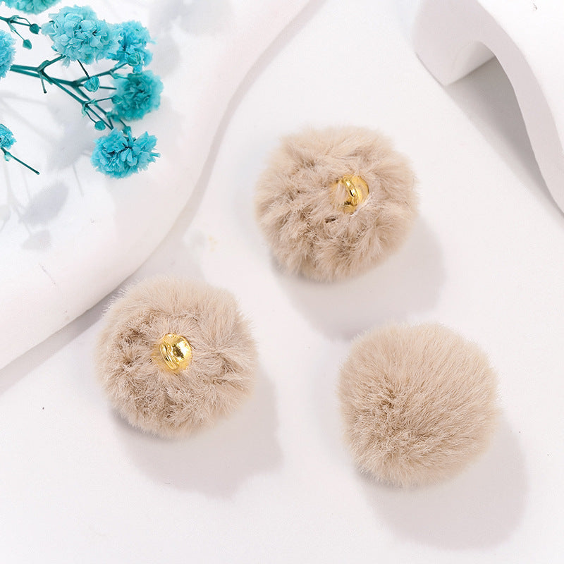 100 Fluffy Rabbit Fur Ball Charms Pom Pom Earring Drop with Loop Handbag Multicolor for Customize Puff Ball Keychains 20mm