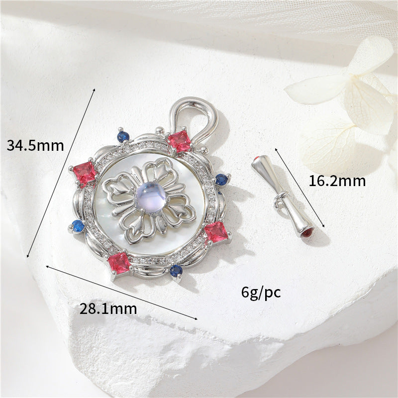 2 Saturn Crown Kabelkette Floral Wheel Lock OT Verschluss 14K GF Harz Perle Strass verziert Verschlüsse Verbinder