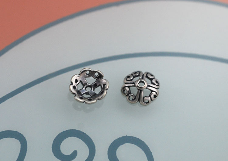 Sterling Silver Floral Bead Cap Cup S925 Finding