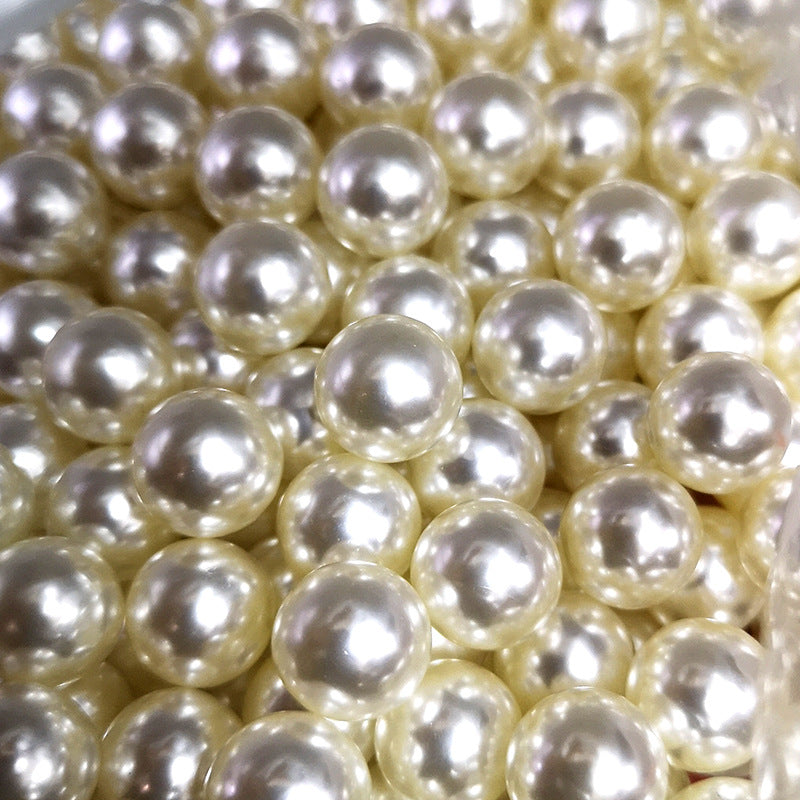 Bulk 100 Round Resin Pearl Beads White / Ivory Through Hole / Half Drilled NoHole Faux Pearls Jewelry Finding 3mm 4mm 6mm 8mm 10mm 12mm