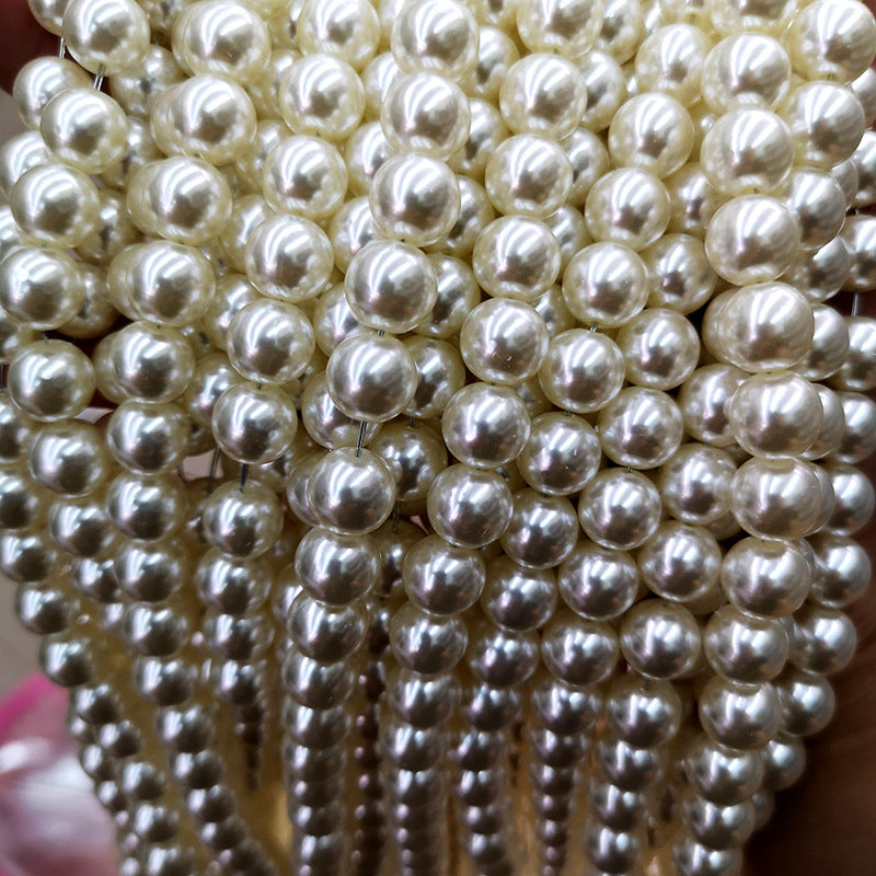 Bulk 100 Round Resin Pearl Beads White / Ivory Through Hole / Half Drilled NoHole Faux Pearls Jewelry Finding 3mm 4mm 6mm 8mm 10mm 12mm