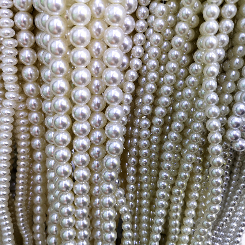 Bulk 100 Round Resin Pearl Beads White / Ivory Through Hole / Half Drilled NoHole Faux Pearls Jewelry Finding 3mm 4mm 6mm 8mm 10mm 12mm