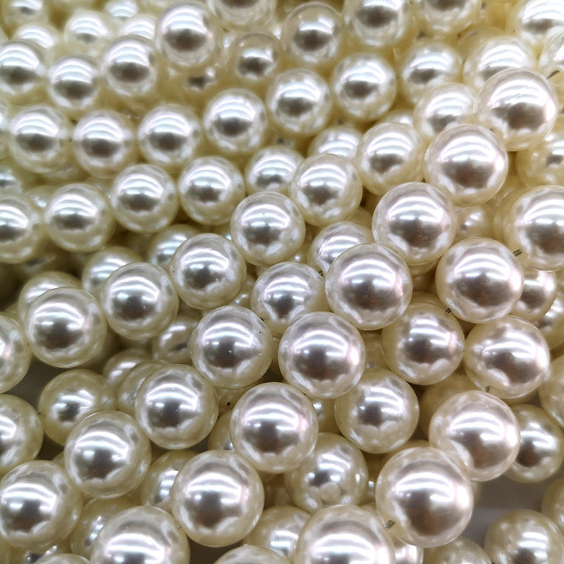 Bulk 100 Round Resin Pearl Beads White / Ivory Through Hole / Half Drilled NoHole Faux Pearls Jewelry Finding 3mm 4mm 6mm 8mm 10mm 12mm