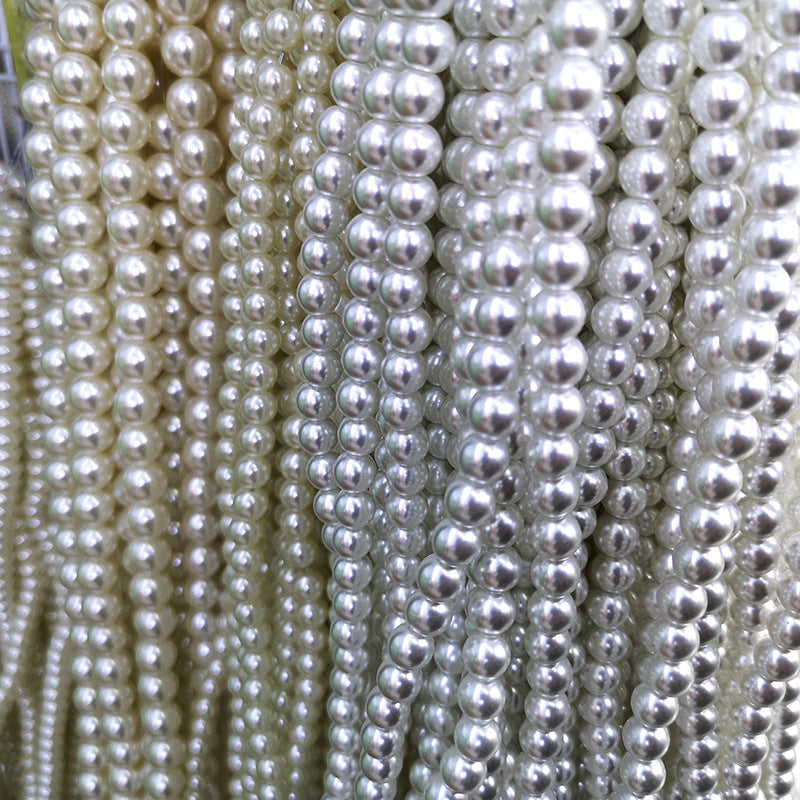 Bulk 100 Round Resin Pearl Beads White / Ivory Through Hole / Half Drilled NoHole Faux Pearls Jewelry Finding 3mm 4mm 6mm 8mm 10mm 12mm