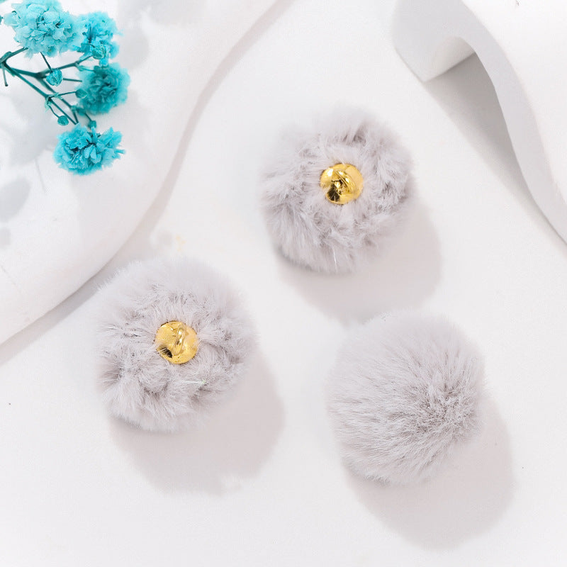 100 Fluffy Rabbit Fur Ball Charms Pom Pom Earring Drop with Loop Handbag Multicolor for Customize Puff Ball Keychains 20mm