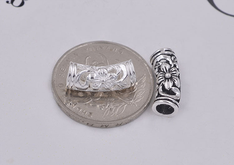 Sterling Silver Bent Floral Pipe Bead Spacer S925 Finding