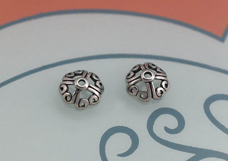 Sterling Silver Floral Bead Cap Cup S925 Finding