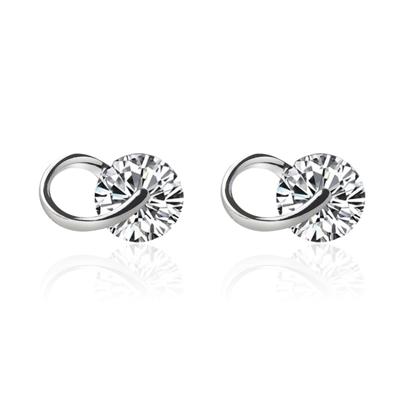 Sterling Silver Rhinestone Embellished Triangle Cherry Floral Waterdrop Wave Crown Stud Earrings S925 Finding