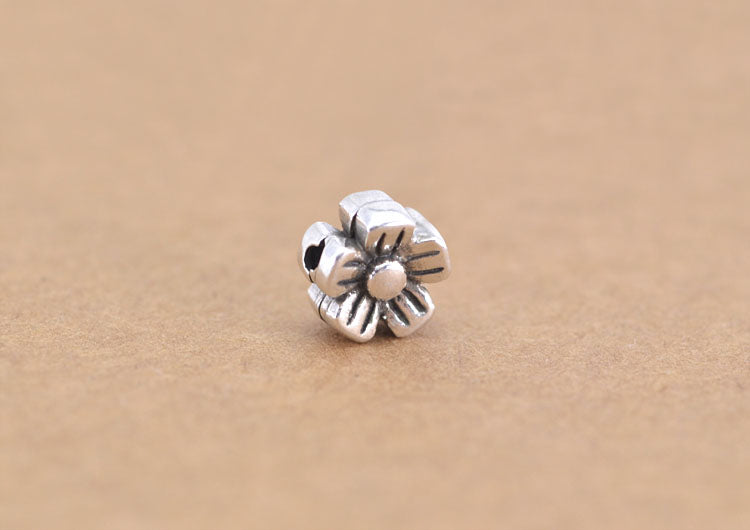 Sterling Silver Flat Roundelle Floral Bead Spacer S925 Finding