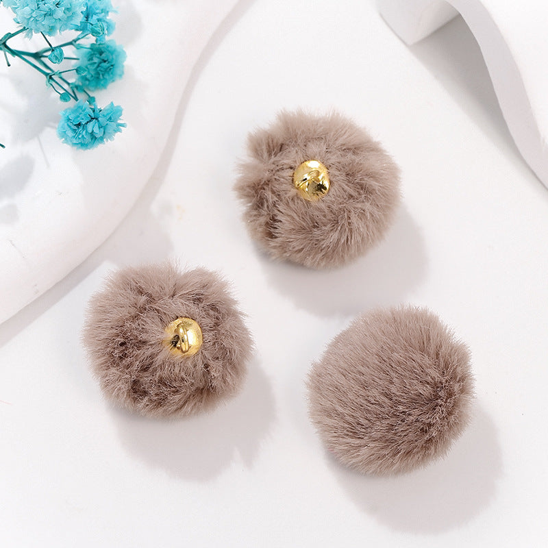 100 Fluffy Rabbit Fur Ball Charms Pom Pom Earring Drop with Loop Handbag Multicolor for Customize Puff Ball Keychains 20mm