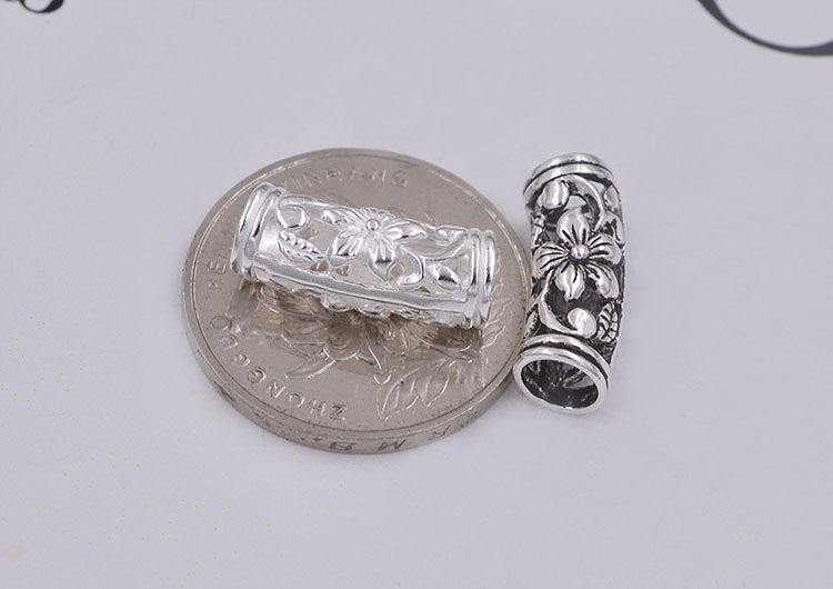 Sterling Silver Bent Floral Pipe Bead Spacer S925 Finding