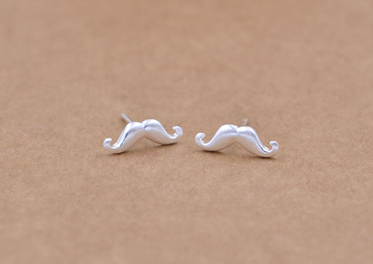 Sterling Silver Matte Snowflake Square Cuboid Mustache Arc Stud Earrings S925 Finding