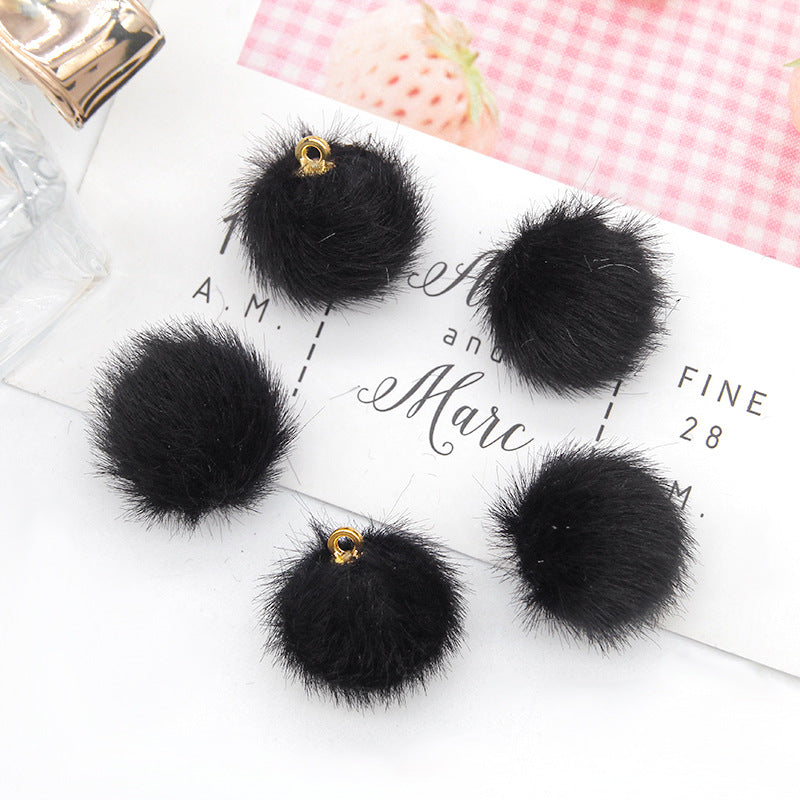 100 Fluffy Mink Fur Ball Charms Pom Pom Earring Drop with Loop Handbag Multicolor for Customize Puff Ball Keychains 15mm