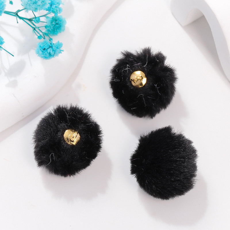 100 Fluffy Rabbit Fur Ball Charms Pom Pom Earring Drop with Loop Handbag Multicolor for Customize Puff Ball Keychains 20mm