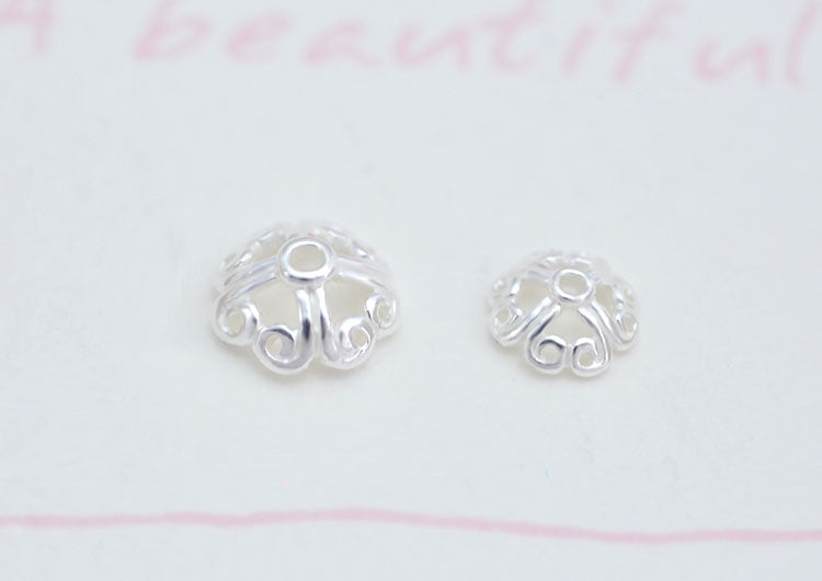 Sterling Silver Floral Bead Cap Cup S925 Finding