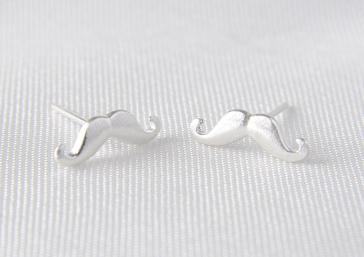 Sterling Silver Matte Snowflake Square Cuboid Mustache Arc Stud Earrings S925 Finding