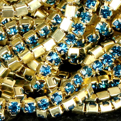 10 yd bunte Strass-Cup-Kette mit Goldbesatz, Metall-Cup-Schließkette, Schmuck, hochwertiger Hochzeitsschleier, 2 mm, 2,5 mm, 2,8 mm, 3 mm