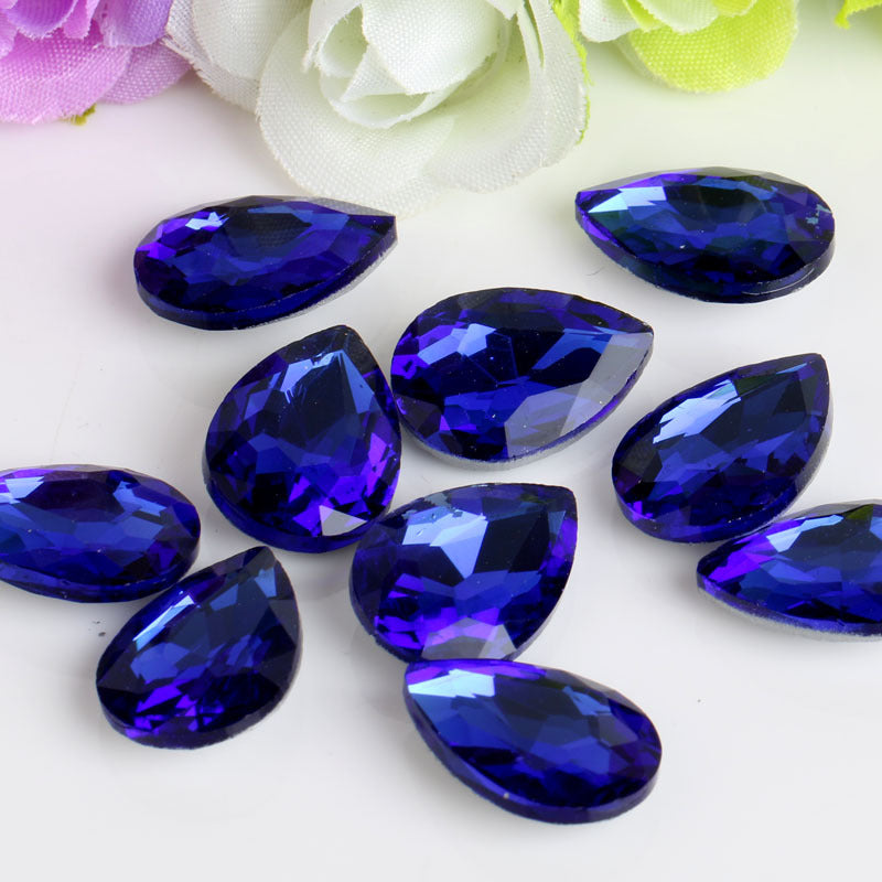 Bulk 100 Faceted Waterdrop Pointed Culet Clear Rhinestone Glass Jewelry Finding-1 6x8mm 8x13mm 7x10mm 10x14mm 13x18mm 18x25mm 20x30mm