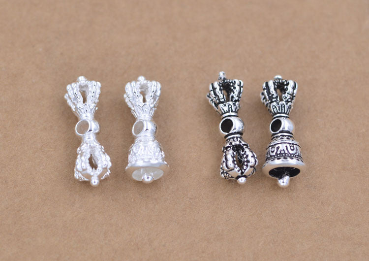 Sterling Silver Vajra Bell Pestle Bead Spacer S925 Finding