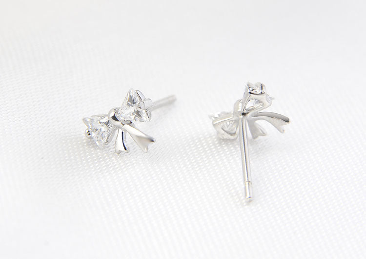 Sterling Silver Rhinestone Embellished Triangle Cherry Floral Waterdrop Wave Crown Stud Earrings S925 Finding