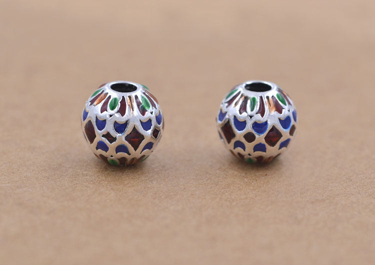 Sterling Silver Enamel Epoxy Round Bead Spacer S925 Finding