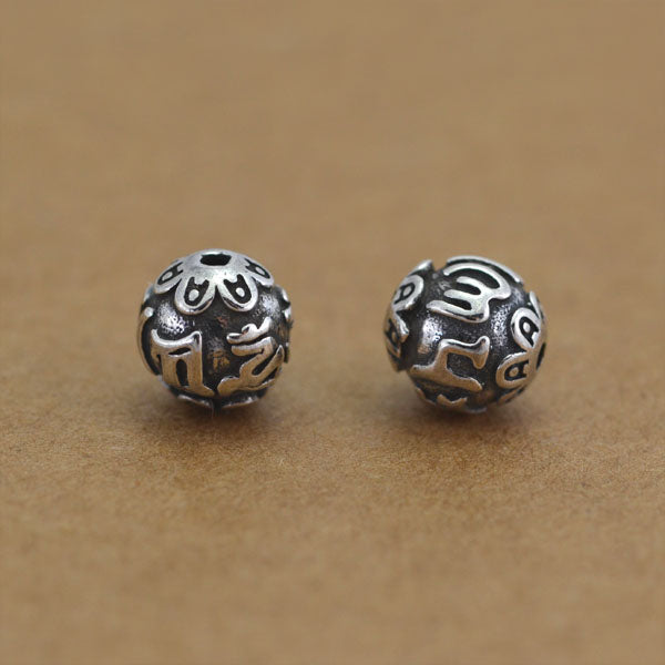 Sterling Silver Om Mani Padme Hum Round Bead Spacer S925 Finding