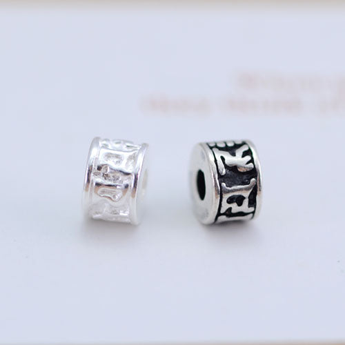 Sterling Silver Om Mani Padmi Hum Flat Cylinder Bead S925 Finding