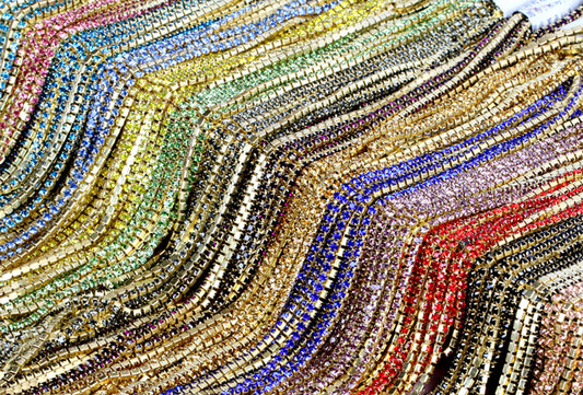 10 yd bunte Strass-Cup-Kette mit Goldbesatz, Metall-Cup-Schließkette, Schmuck, hochwertiger Hochzeitsschleier, 2 mm, 2,5 mm, 2,8 mm, 3 mm