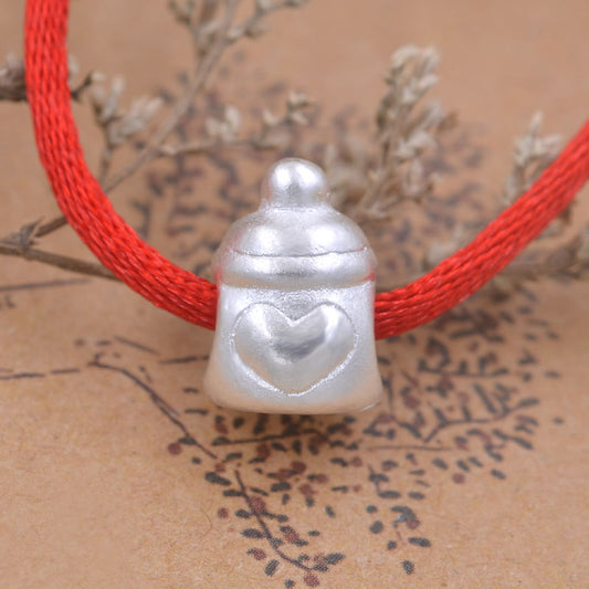 Sterling Silver Carved Heart Baby Bottle Bead Spacer S990 Finding