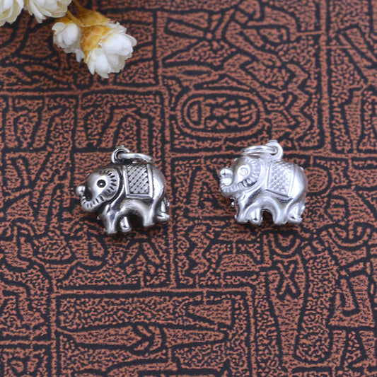 Sterling Silver Tiny Elephant Charm Pendant S925 Finding