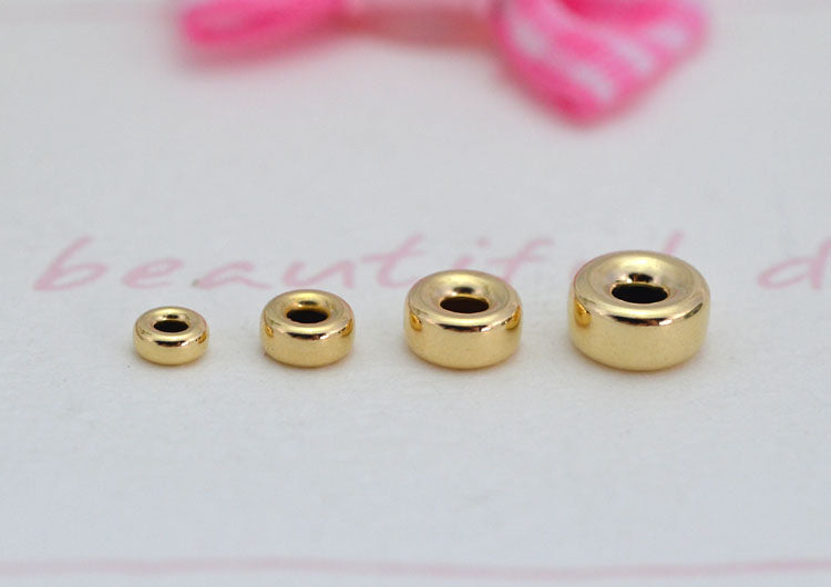 1/20 14K Gold Filled Sterling Silver Glossy Flat Roundelle Cylinder Column Bead S925 Finding