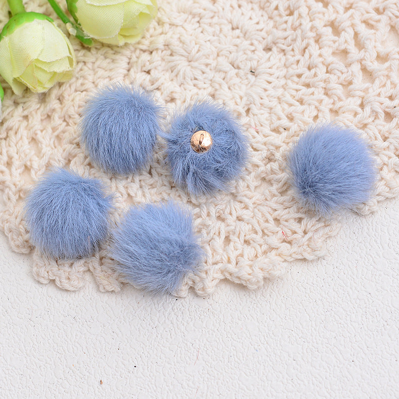 100 Fluffy Mink Fur Ball Charms Pom Pom Earring Drop with Loop Handbag Multicolor for Customize Puff Ball Keychains 15mm