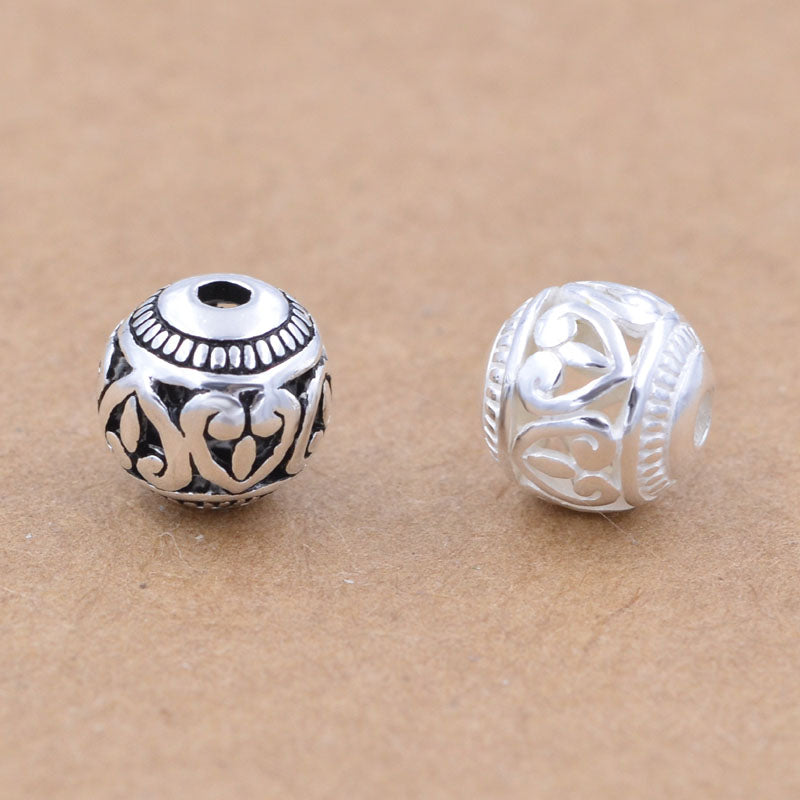 Sterling Silver Heart Round Bead Spacer S925 Finding