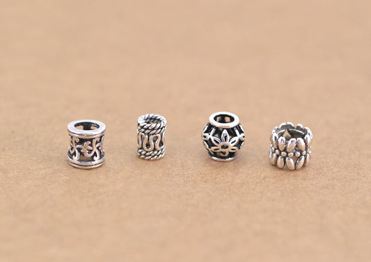 Sterling Silver Floral Cylinder Drum Bead Spacer S925 Finding