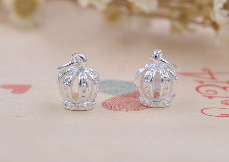 Sterling Silver Tiny Hollow Crown Charm Pendant S925 Finding