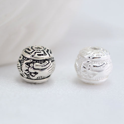 Sterling Silver Dragon Round Bead Spacer S925 Finding