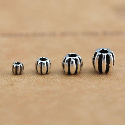 Sterling Silver Drum Pumpkin Bead S925 Finding