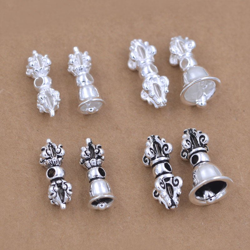 Sterling Silver Vajra Bell Pestle Bead Spacer S925 Finding