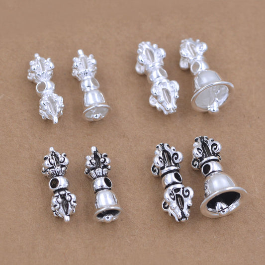 Sterling Silver Vajra Bell Pestle Bead Spacer S925 Finding