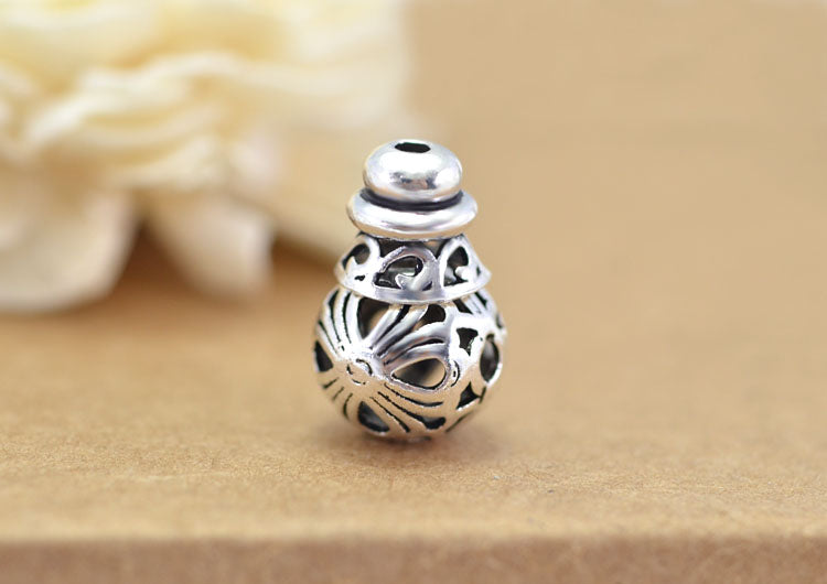 Sterling Silver Three Holed Round Bead and Cone Lotus Spacer S925 Finding