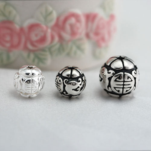 Sterling Silver Double Happiness Bat Bead S925 Finding