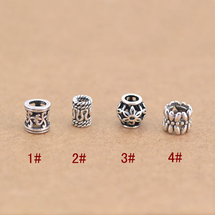 Sterling Silver Floral Cylinder Drum Bead Spacer S925 Finding