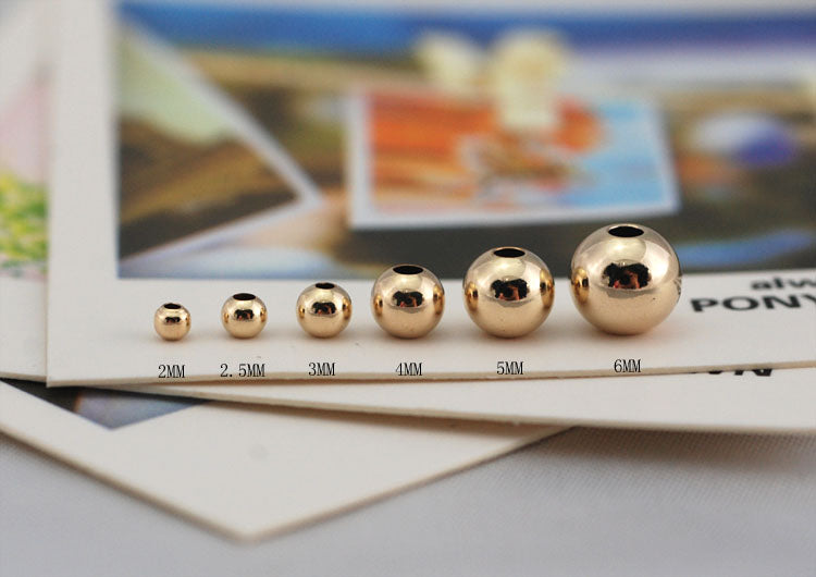 1/20 14K Gold Filled Sterling Silver Glossy Round Bead S925 Finding