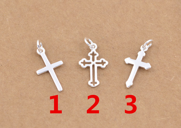 Sterling Silver Tiny Cross Charm Pendant S925 Finding