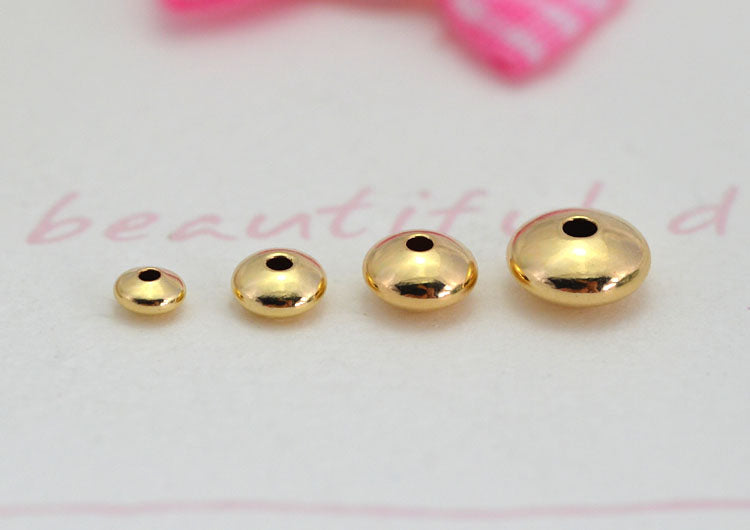 1/20 14K Gold Filled Sterling Silver Glossy Flat Roundelle Abacus Bead S925 Finding