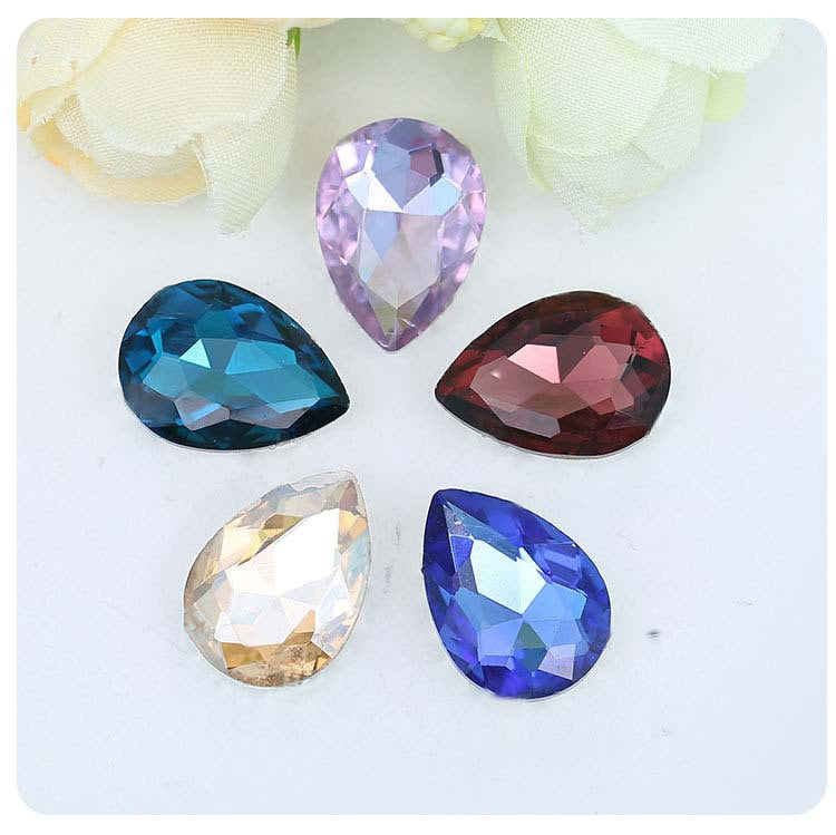 Bulk 100 Faceted Waterdrop Pointed Culet Clear Rhinestone Glass Jewelry Finding-1 6x8mm 8x13mm 7x10mm 10x14mm 13x18mm 18x25mm 20x30mm