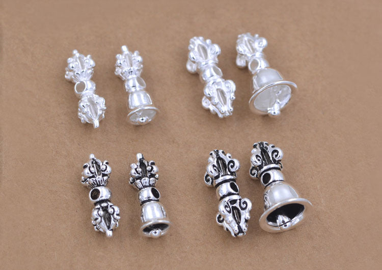 Sterling Silver Vajra Bell Pestle Bead Spacer S925 Finding